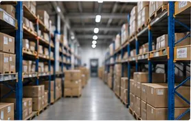 Automotive parts warehouse aisles