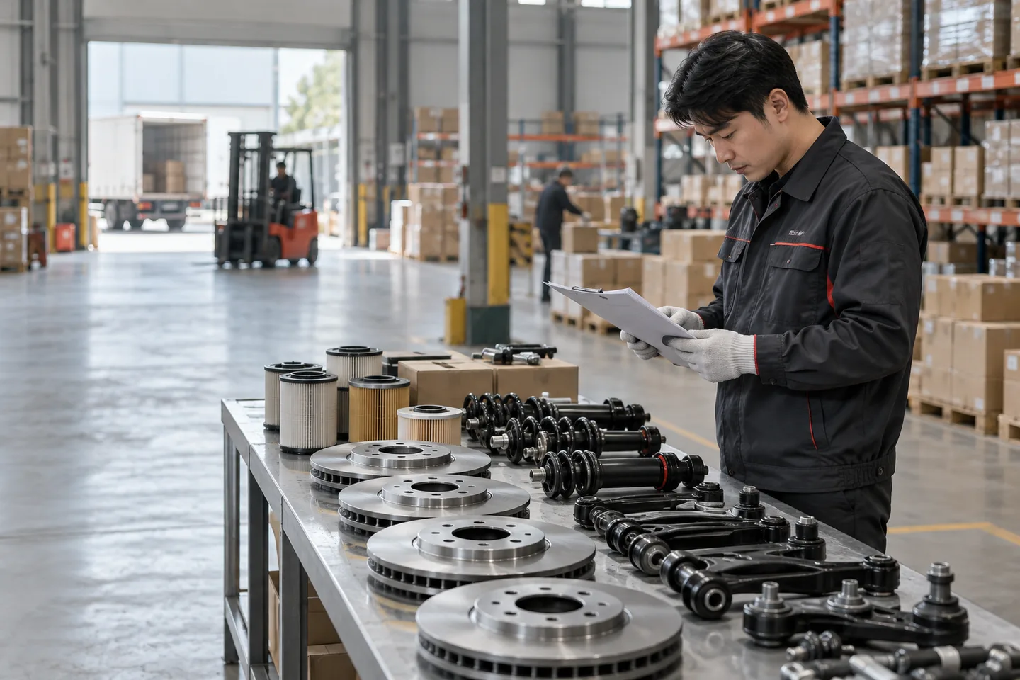 Illustrative automotive parts inspection scene